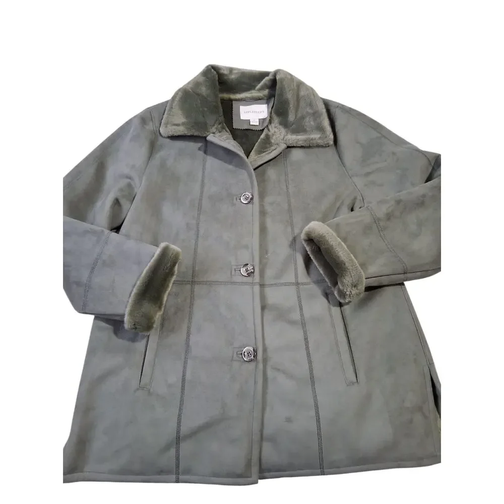 Appleseeds Faux Suede Women's‎ size XL Plush Lined Chunky Cozycore Winter Coat